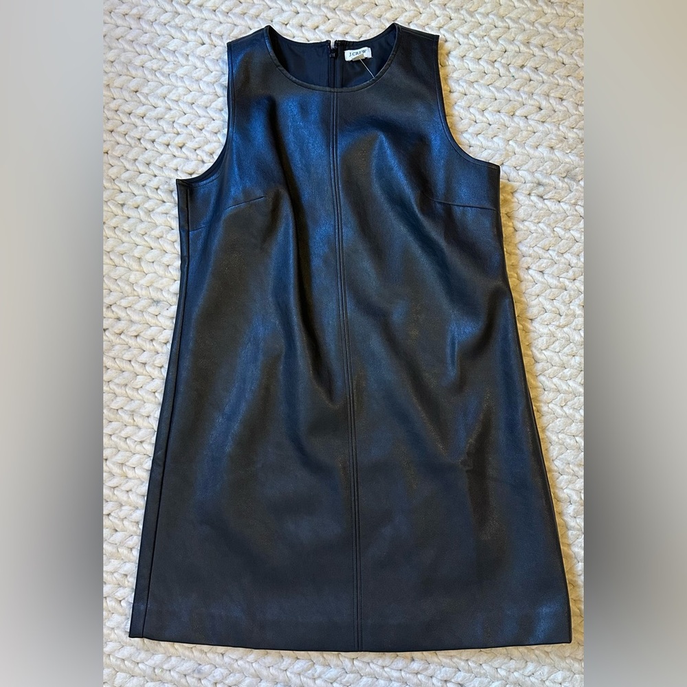 NWT J. Crew Black Faux Leather Dress